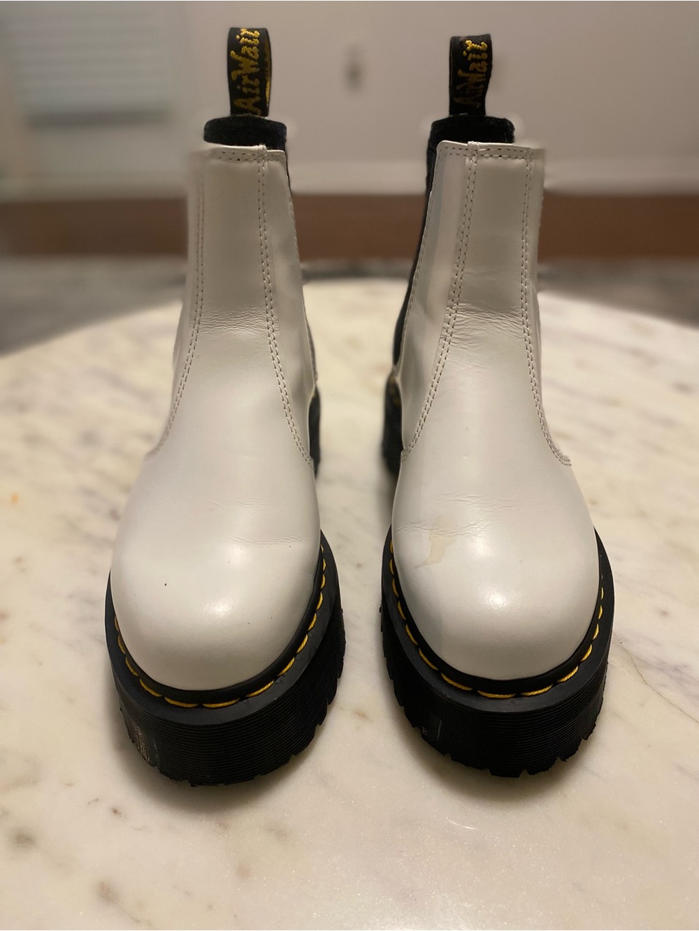 Dr Martens 2976 Quad White Leather Platform Chelsea Boots Women’s 6 EU 37